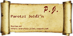 Parotzi Jolán névjegykártya